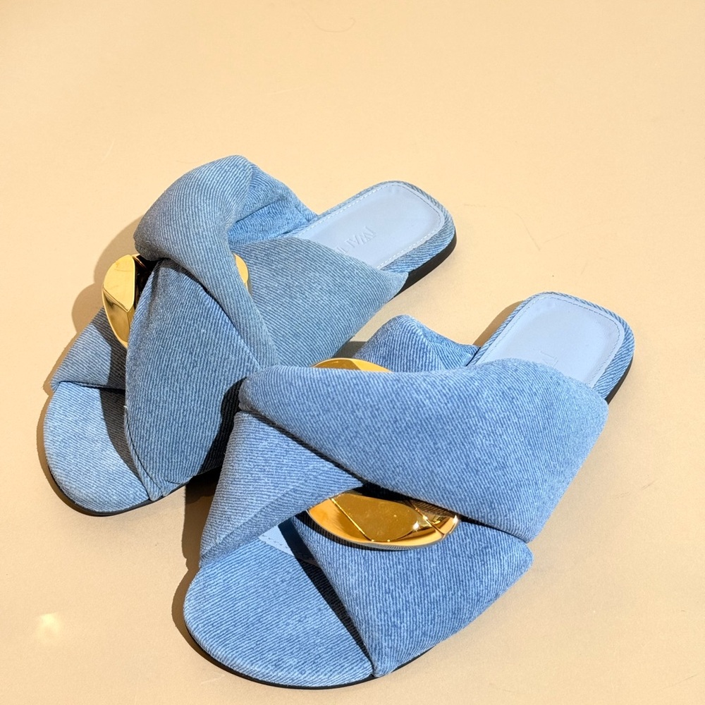 JW Anderson Chain Twist Denim Flats